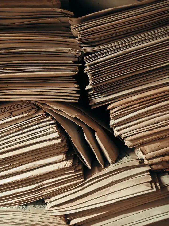 Archival paper and records, representing twenty years of the Foundation's ledger